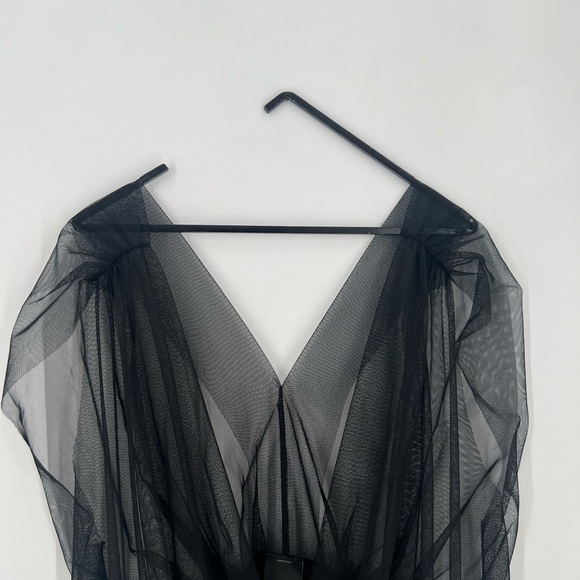 Pinko Black Tulle Sheer Overlay Romantic Goth Organza Top Blouse Vest - Picture 2 of 10